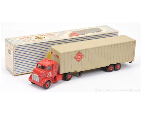 Dinky 948 Tractor-Trailer "McLean" - finished in red cab and plastic hubs, plastic trailer with metal base chassis - overall 