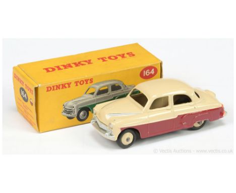 Dinky 164 Vauxhall Cresta Saloon - two-tone maroon, light beige including ridged hubs with smooth tyres, silver trim includin