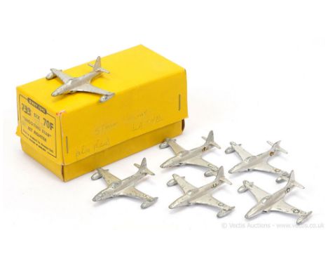 Dinky 70f (733) Trade Pack Shooting Star Jet Fighter containing 6 examples - all finished in silver - conditions are generall