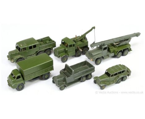 Dinky Military unboxed group to include 6-wheeled Openback Wagon; Reconnaissance Car; Bedford Covered Wagon; Scammell Recover
