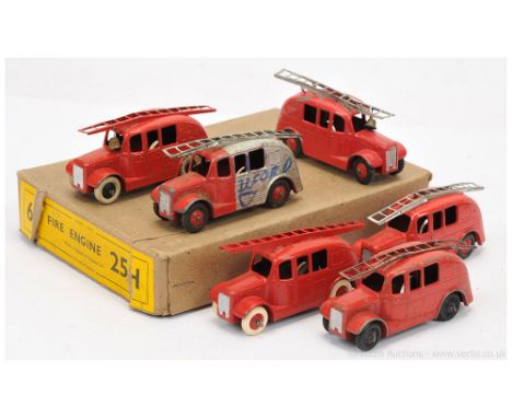 Dinky 25h Trade Pack Fire Engine containing 6 examples - all finished in red (apart from one which has been painted half silv