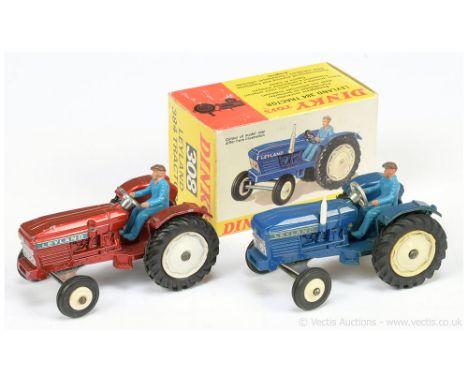 Dinky 308 Leyland 384 Tractor - blue, white hubs (slightly discoloured), silver grille and surround, plastic figure driver - 