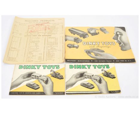 Dinky a group of Catalogues 1952/1953 (1) larger scale with retail shop price list (Military Miniatures 1384 Lexington Avenue