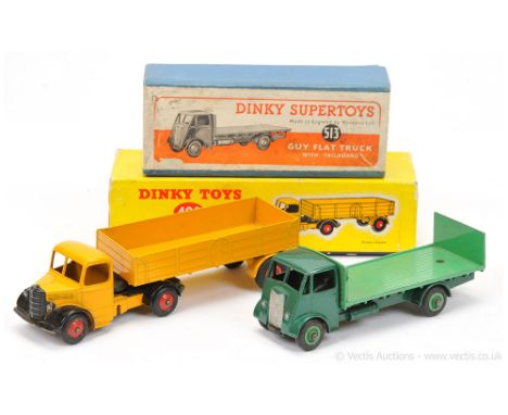 Dinky 409 Bedford Articulated Lorry - yellow, black, red ridged and Supertoy hubs with black smooth and treaded tyres, with t