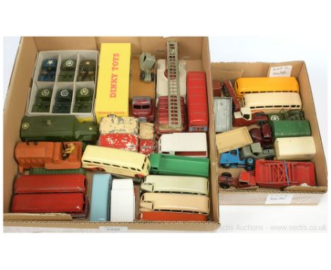 Dinky unboxed group to include 153A Jeep; Electric Dairy Delivery Vehicle; Austin Covered Wagon; Mechanical Horse and Open Tr