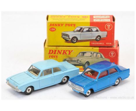 Dinky 130 Ford Consul Corsair - light blue, off-white interior, silver trim, chrome spun hubs - Good Plus (does have some pit