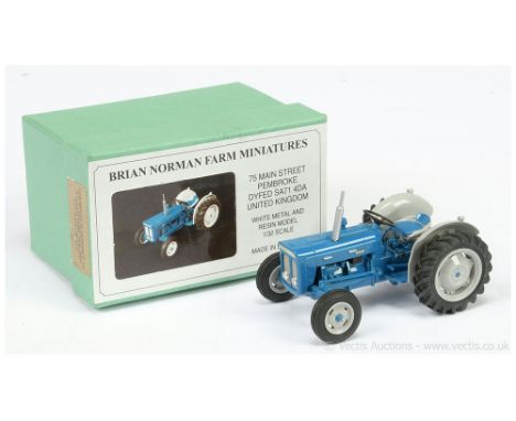 Brian Norman Farm Miniatures FM07 Fordson Super Dexta Tractor - blue, grey, silver - Mint in a Near Mint lift off lid box wit