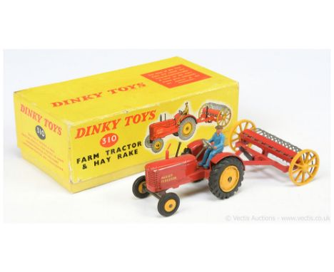 Dinky 310 Gift Set to include Massey Ferguson Tractor - red including plastic exhaust stack, black metal vent, yellow hubs (p
