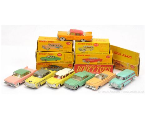 Dinky group to include; 131 Cadillac Eldorado - peach, chrome spun hubs; 148 Ford Fairlane - pale green, chrome spun hubs; 17