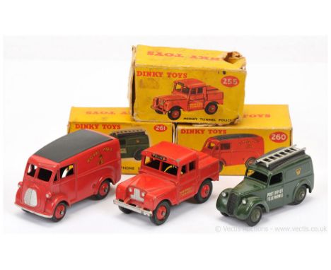 Dinky group to include 255 Land Rover "Mersey Tunnel Police" - red including ridged hubs with treaded tyres, silver trim, tow