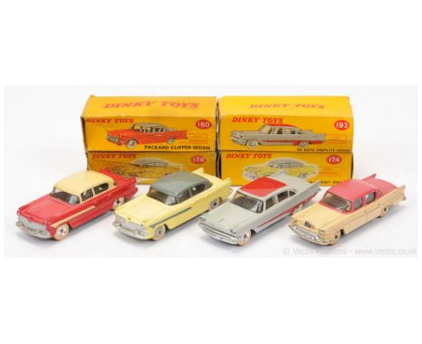 Dinky 174 Hudson Hornet - red, light beige roof &amp; side flashes, chrome spun hubs; another - yellow, grey roof, side flash