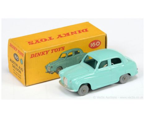 Dinky 160 Austin A30 Saloon - light turquoise, silver trim, knobbly grey plastic wheels - Excellent Plus lovely bright exampl