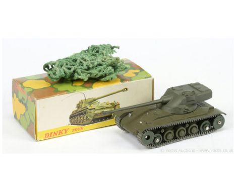 French Dinky Military 801 AMX 13T - finished in drab green including rollers with grey rubber tracks with aerial in sealed ba