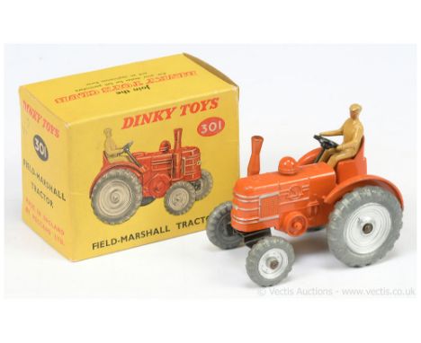 Dinky Military 301 Field Marshall Tractor - orange body, silver trim and metal wheels, black metal steering wheel and tow hoo