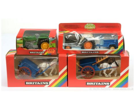 Britains Group to include; 9422 Tractor - green, silver, yellow plastic wheels; 9451 Tractor - brown, cream, orange wheels &a