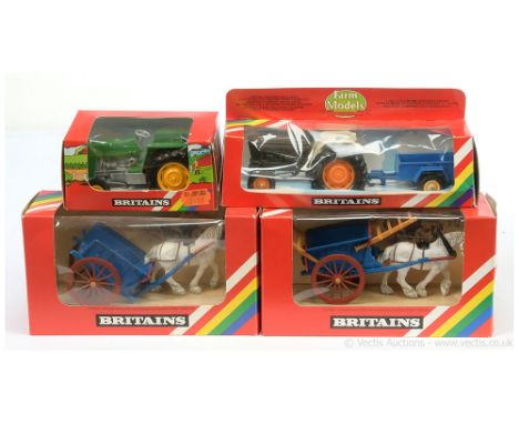 Britains Group to include; 9422 Tractor - green, silver, yellow plastic wheels; 9451 Tractor - brown, cream, orange wheels &a