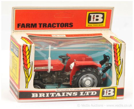 Britains 9520 Massey Ferguson 135 Tractor - red, white, grey with figure driver - overall conditions appears to generally Min