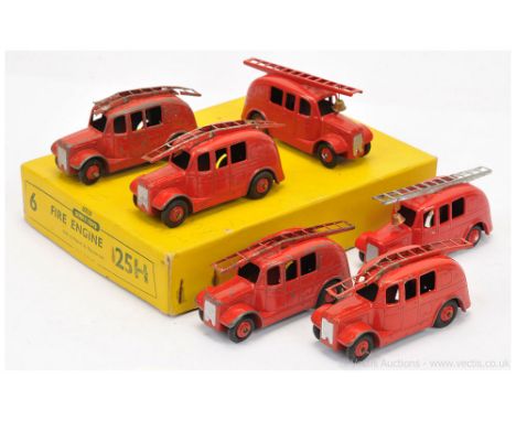 Dinky 25h Trade Pack Fire Engine containing 6 examples - all finished in red including ridged hubs with smooth tyres - condit