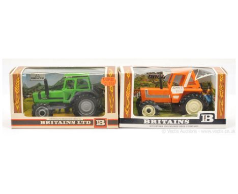 Britains 9526 Deutz DX1100 Tractor - green, black, grey - Near Mint in a generally Excellent corn window box &amp; 9528 Fiat 