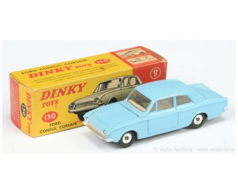 Dinky 130 Ford Consul Corsair - light blue, ivory interior, silver trim, spun hubs with black treaded tyres - Excellent lovel