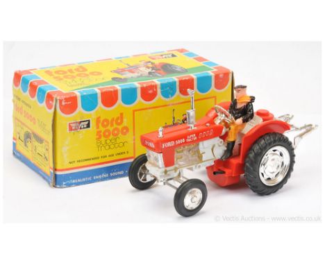 Hover (Hong Kong) 853 Ford 5000 Super Tractor - this battery-operated plastic issue is finished in white, red, chrome trim - 