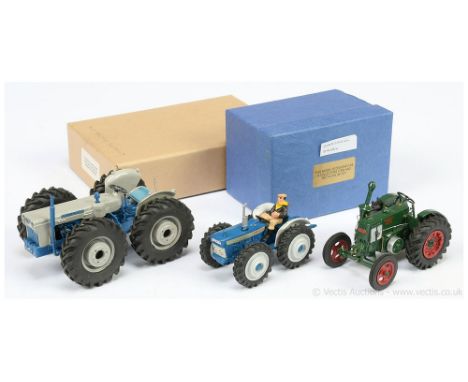 White Metal and similar Tractor group (1) Kitbuilt 1963 County Super-6 on heavy tyres - grey, blue with unapplied sheet in a 