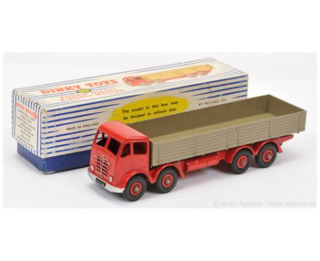 Dinky 901 Foden (Type 2) Diesel 8-wheeled Wagon - red cab and chassis, fawn back, Supertoy hubs with black treaded tyres, sil