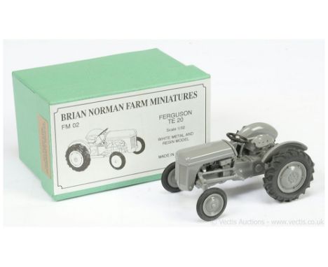 Brian Norman Farm Miniatures FM02 Ferguson TE20 Tractor - grey, black - Mint in a Near Mint lift off lid box with paper label