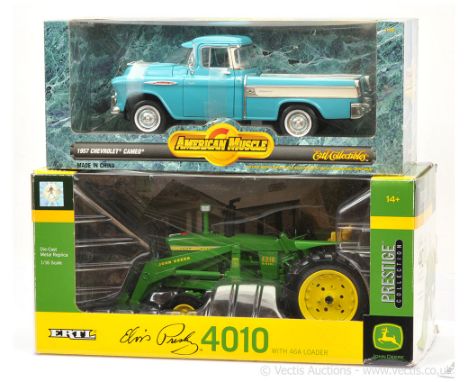 ERTL (1/16th scale) John Deere 4010 Front Loader - green, yellow - Mint in a generally Good Plus to Excellent window box (cou