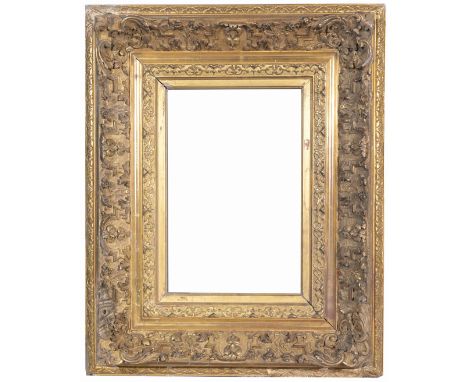European School Antique Gilt Wood Frame. Rabbet Size: 15.75 x 10.75 in. Overall Framed Size: 26 x 21 in. (08-171) (302) Prove
