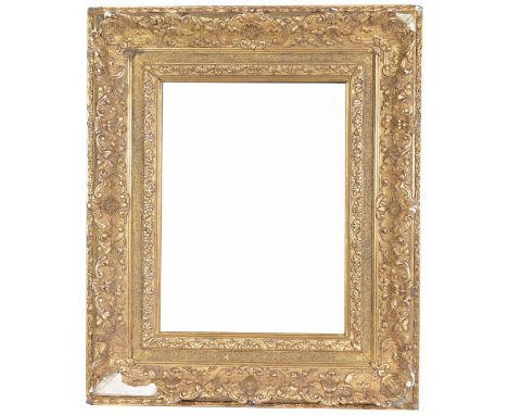 Antique French Gold leaf Frame Rabbet Size: 19 x 13.25 in. Overall Framed Size: 28 x 24 in. (02-19) (325) Provenance: The his