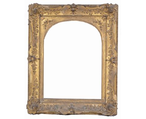 American 1850's Gilt Wood Frame. Rabbet Size: 16 x 12 1/8 in. Overall Framed Size: 21 x 17 in. (92-73A) (302) Provenance: The