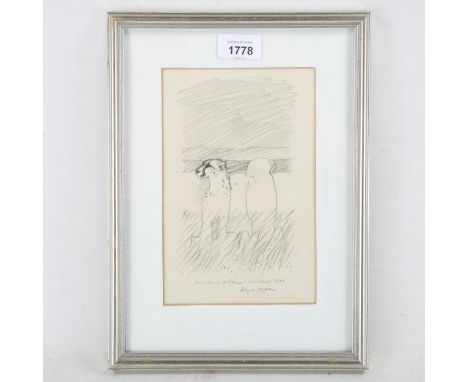 Bryan Organ (born 1935), pencil sketch, abstract, signed and dated 1999, 8" x 5", framedVery slight paper discolouration 