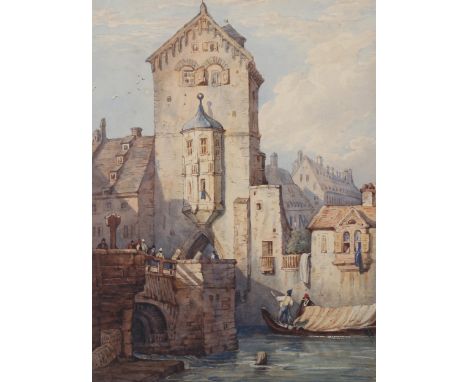 R P Brompton, watercolour, scene in Venice, 11" x 8.5", framedTear in bottom right-hand corner and slight discolouration 