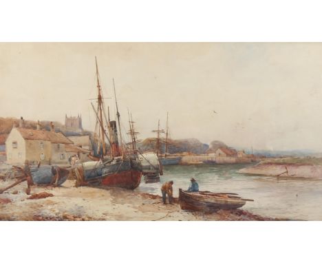 R Malcolm Lloyd, watercolour, Blakeney Norfolk, signed, 14" x 24", framedSlight paper discolouration, a couple of small fox m
