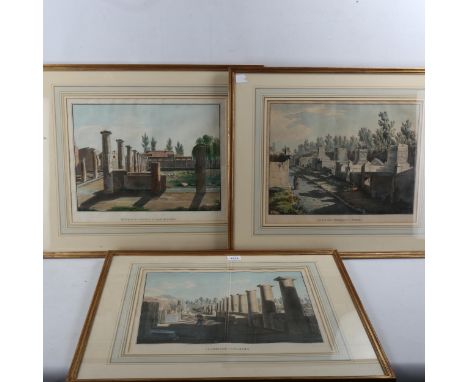 After Huber (Jakob-Wilhelm) and Muller (Carl Theodor), 10 views of Pompeii, coloured lithographs, Naples 1819, image 12" x 16
