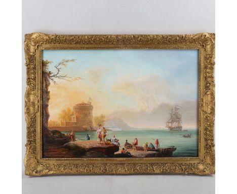Chris Watson, contemporary oil on canvas, seascape with oil rig, 13" x 17", framedGood condition 