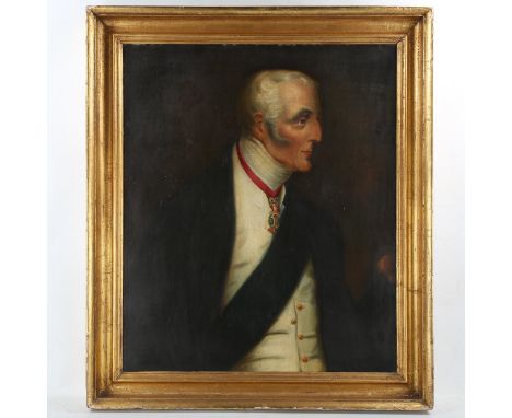 19th century oil on canvas, portrait of the Duke of Wellington, unsigned, 30" x 25", framedNot re-lined, no canvas damage pat