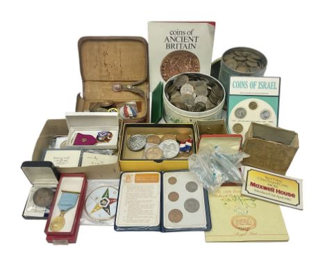 Coins and miscellaneous collectables, including Queen Victoria bun head pennies, other pre decimal coinage, Britain's first d