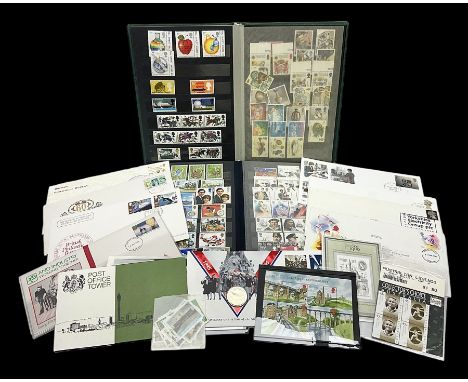 Mostly Queen Elizabeth II mint stamps, including decimal and pre-decimal examples, small number of first day covers, '50th An