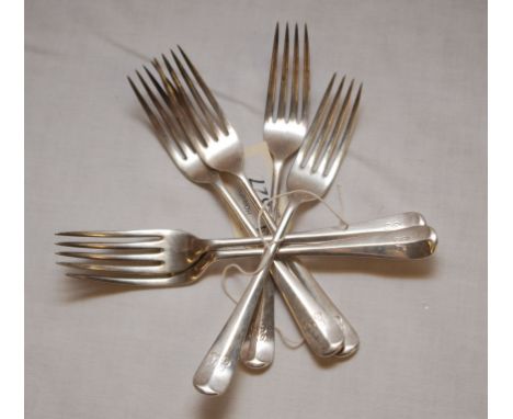 SET OF SIX SILVER DESSERT FORKS, SHEFFIELD, WALKER AND HALL, 1935 