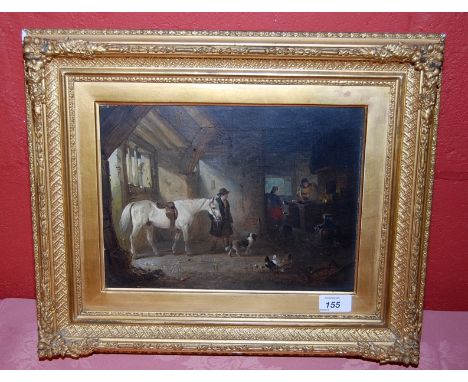 OIL ON CANVAS, THE BLACKSMITHS FORGE, ATTRIB. TO E R SMYTHE (NO SIGNATURE) 