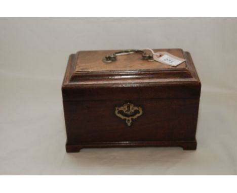 GEORGE III MAHOGANY TEA CADDY WITH KEY (AF) 