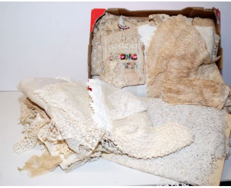 TWO BOXES OF VINTAGE LACE EDGING, VARIOUS LENGTHS AND WIDTHS OVER 60 PIECES 