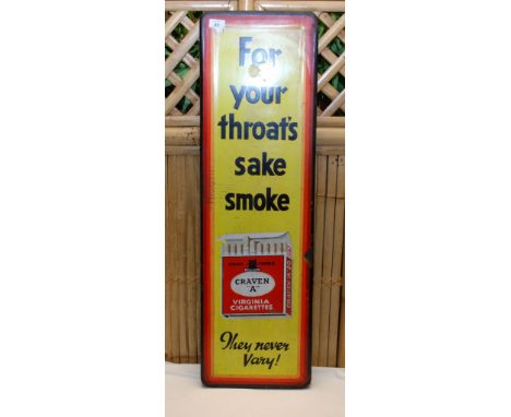 A VINTAGE CRAVEN A ENAMEL SIGN 95 X 29 CM 