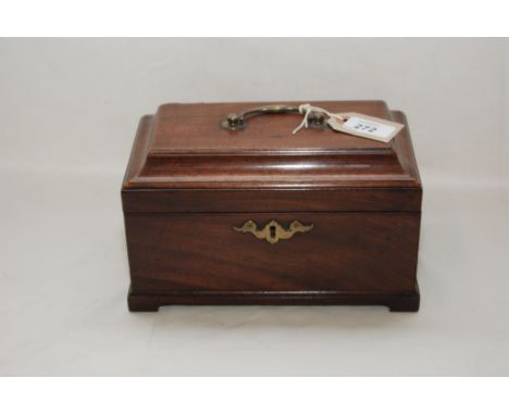 GEORGE III MAHOGANY TEA CADDY COMPLETE WITH FITTINGS 