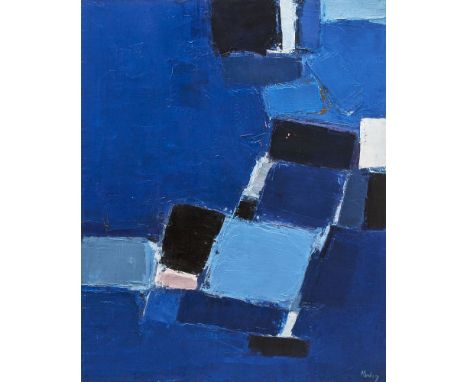 Peter Kinley (1926-1988)Composition in BlueOil on canvas , 76 x 61cm (30 x 24)SignedBorn in Vienna, Kinley came to England in