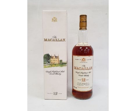 Bottle of The Macallan Single Highland Malt Scotch Whisky, aged 12 years, 1 litre