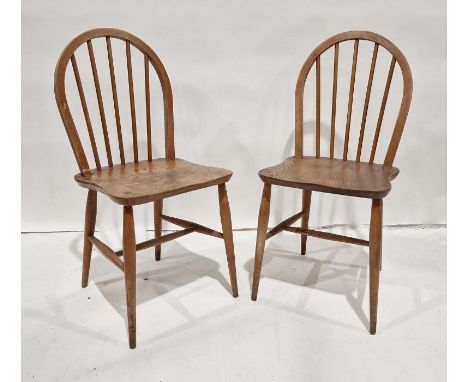 Pair of Ercol light elm seated stickback chairs (2) 