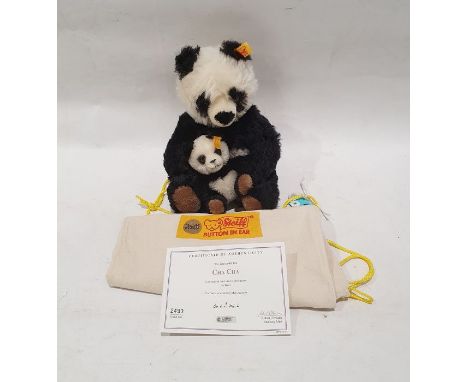 Steiff handmade mohair Cha Cha Panda mother and cub bear with certificate of authenticity and dust bag Condition Reportthe be